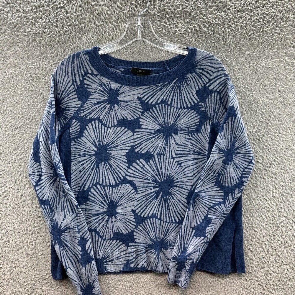 J.Crew Women's Sweater Women's XS Blue Floral Long Sleeve Sweater Ladies XS